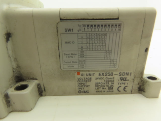 SMC EX250-SDN1 12-Station DeviceNet Manifold 8 Solenoid Valves 24VDC