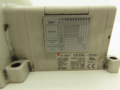 SMC EX250-SDN1 12-Station DeviceNet Manifold 8 Solenoid Valves 24VDC