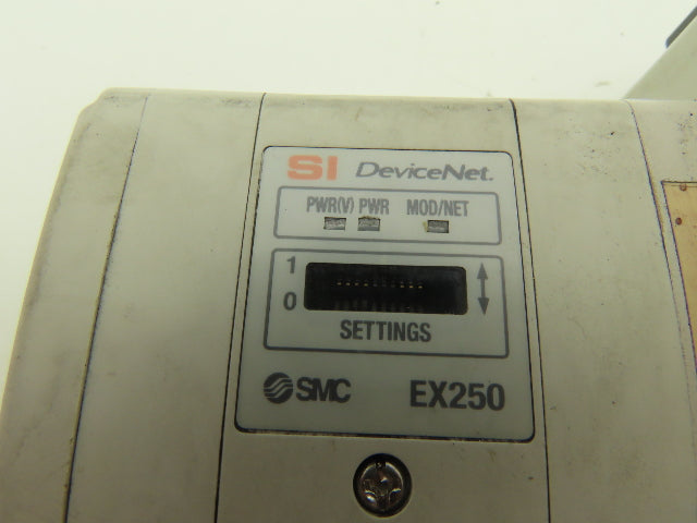 SMC EX250-SDN1 12-Station DeviceNet Manifold 8 Solenoid Valves 24VDC
