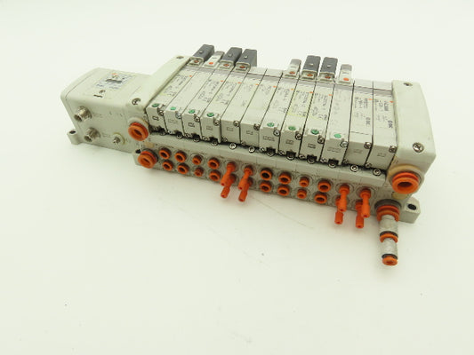 SMC EX250-SDN1 12-Station DeviceNet Manifold 8 Solenoid Valves 24VDC
