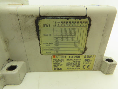 SMC EX250-SDN1 12-Station DeviceNet Manifold 8 Solenoid Valves 24VDC