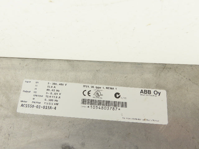 ABB ACS550-01-015A-4 VFD Variable AC Drive 7.5kW 10Hp 480V 3PH 15.4A 500Hz