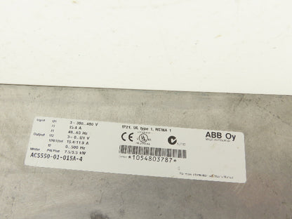 ABB ACS550-01-015A-4 VFD Variable AC Drive 7.5kW 10Hp 480V 3PH 15.4A 500Hz