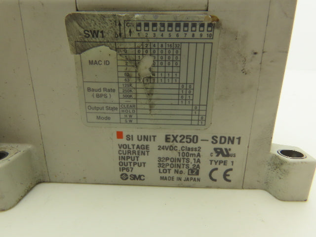 SMC EX250-SDN1 12-Station DeviceNet Manifold 6 Solenoid Valves 24VDC