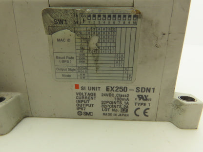 SMC EX250-SDN1 12-Station DeviceNet Manifold 6 Solenoid Valves 24VDC