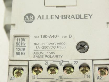 Allen Bradley 190-CPS40 Motor Starter Contactor Overload Block 3Ph 600V 16A 120V