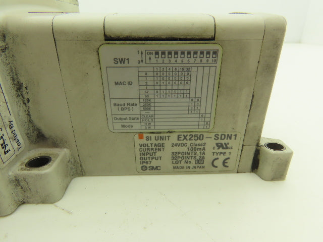 SMC EX250-SDN1 12-Station DeviceNet Manifold 11 Solenoid Valves 24VDC