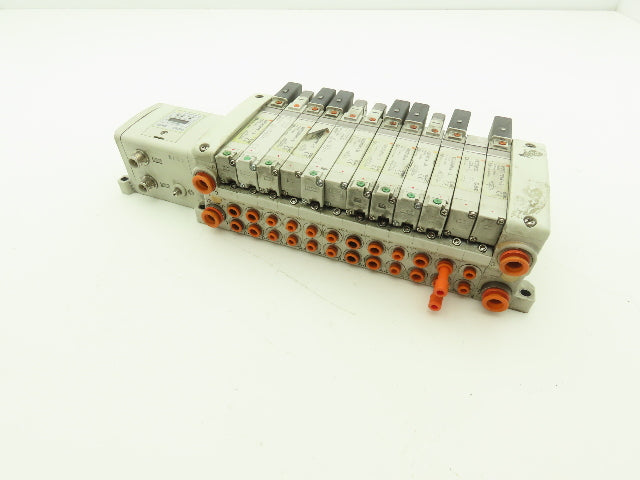 SMC EX250-SDN1 12-Station DeviceNet Manifold 11 Solenoid Valves 24VDC