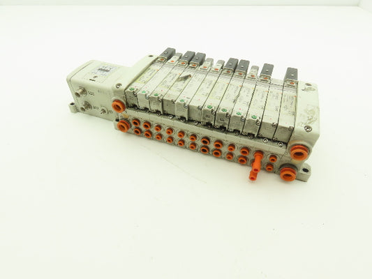 SMC EX250-SDN1 12-Station DeviceNet Manifold 11 Solenoid Valves 24VDC