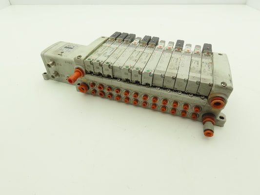 SMC EX250-SDN1 12-Station DeviceNet Manifold 12 Solenoid Valves 24VDC
