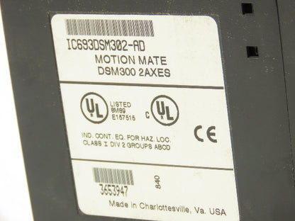 GE Fanuc IC693DSM302-AD Motion Mate DSM300 2 Axes Motion Control Module