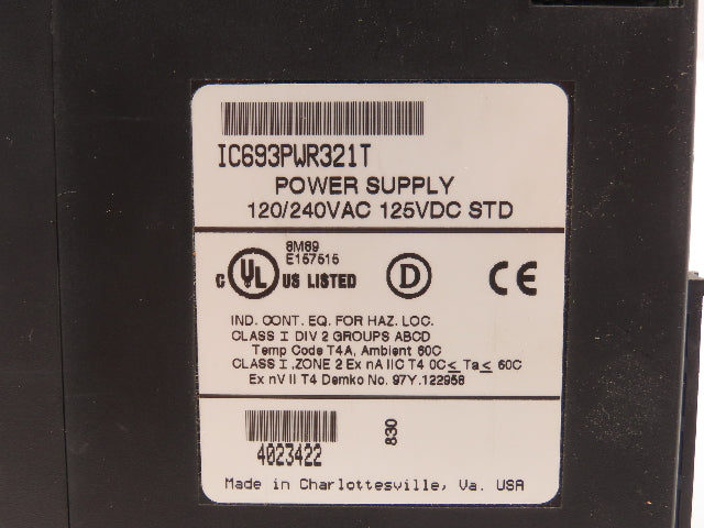 GE Fanuc IC693PWR321 PLC Power Supply 24VDC Series 90-30