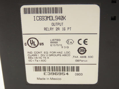GE Fanuc IC693MDL940K Output Relay Module 2A 16PT