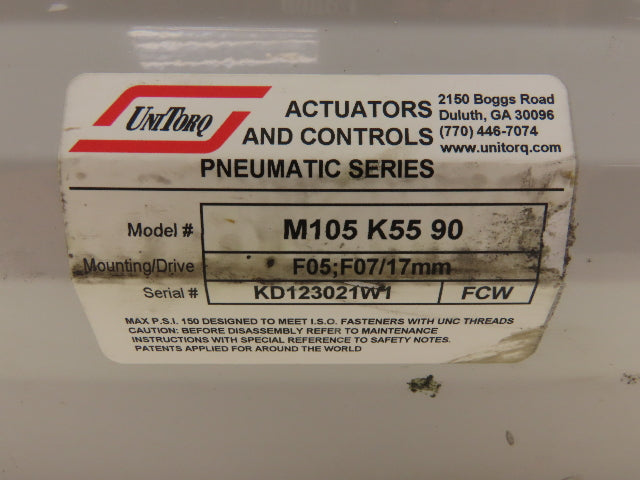 UniTorq M105 K55 90 Pneumatic Valve Actuator M Series F05;F07/17mm