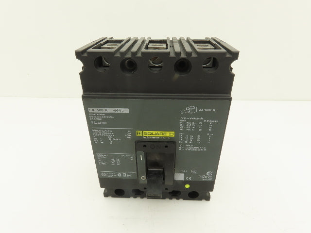 Square D FAL34100 3 Pole Circuit Breaker 100A 480V 3PH Gray Face Molded Case