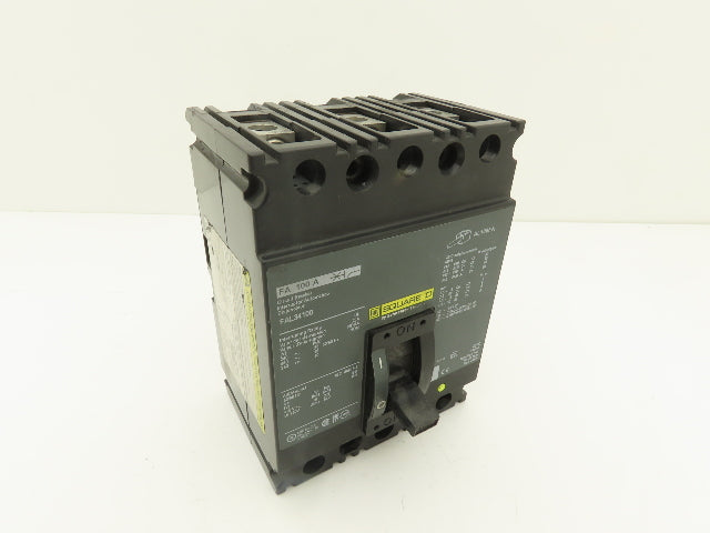 Square D FAL34100 3 Pole Circuit Breaker 100A 480V 3PH Gray Face Molded Case