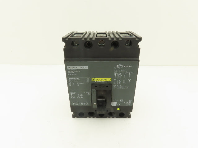 Square D FAL34100 3 Pole Circuit Breaker 100A 480V 3PH Gray Face Molded Case