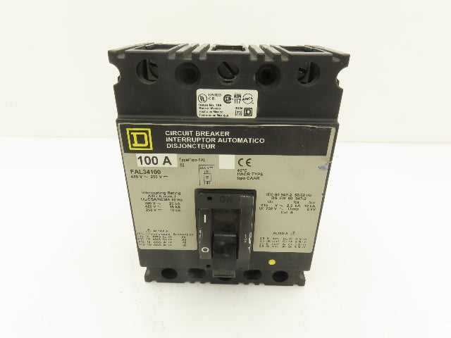 Square D FAL34100 3 Pole Circuit Breaker Interrupter 100A 480V 3PH Molded Case