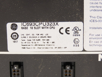 GE Fanuc IC693CPU323X Programmable Controller Base 10 Slot Rack Bus