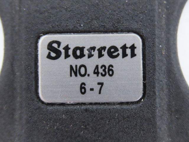 Starrett 436 Outside Micrometer Caliper 6"-7" Range .001 Ratchet Stop Flat Anvil