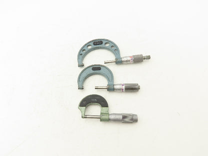 Mitutoyo 103-217 Outside Micrometer Set of 3pcs  0-1" 1-2" 2-3" Flat Anvils