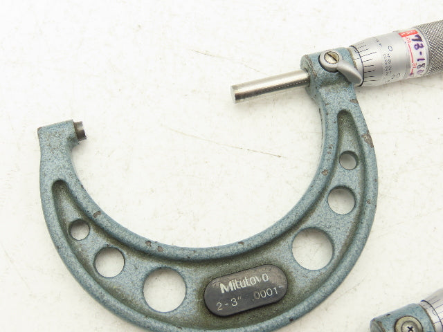 Mitutoyo 103-217 Outside Micrometer Set of 3pcs  0-1" 1-2" 2-3" Flat Anvils