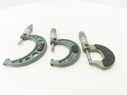 Mitutoyo 103-217 Outside Micrometer Set of 3pcs  0-1" 1-2" 2-3" Flat Anvils