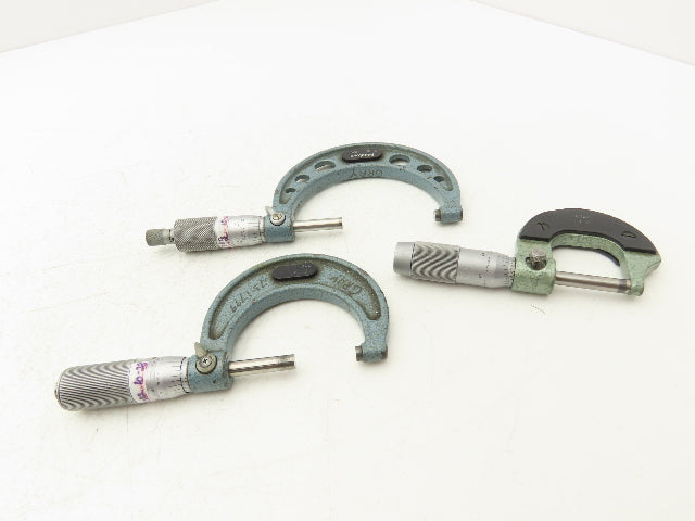 Mitutoyo 103-217 Outside Micrometer Set of 3pcs  0-1" 1-2" 2-3" Flat Anvils