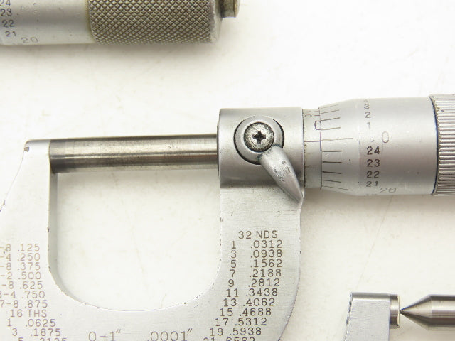 Scherr Tumico Mitutoyo 115-153 Outside Micrometer 0-1" Range Mixed Lot of 4