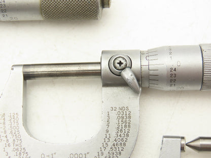 Scherr Tumico Mitutoyo 115-153 Outside Micrometer 0-1" Range Mixed Lot of 4