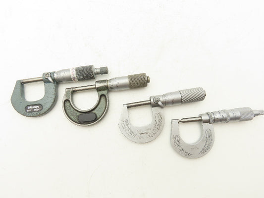 Scherr Tumico Mitutoyo 115-153 Outside Micrometer 0-1" Range Mixed Lot of 4