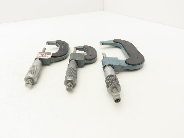 Mitutoyo 193 Mechanical Digit Outside Micrometer 0-1" 1-2" 2-3"  Set of 3