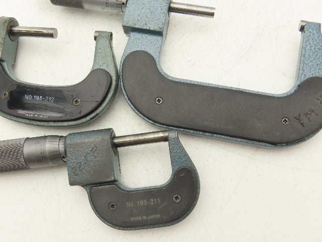Mitutoyo 193 Mechanical Digit Outside Micrometer 0-1" 1-2" 2-3"  Set of 3