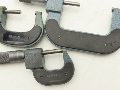 Mitutoyo 193 Mechanical Digit Outside Micrometer 0-1" 1-2" 2-3"  Set of 3