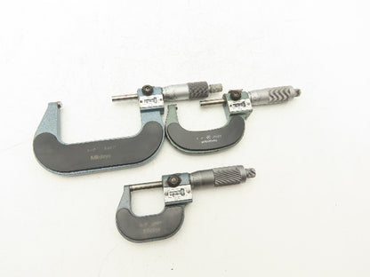 Mitutoyo 193 Mechanical Digit Outside Micrometer 0-1" 1-2" 2-3"  Set of 3