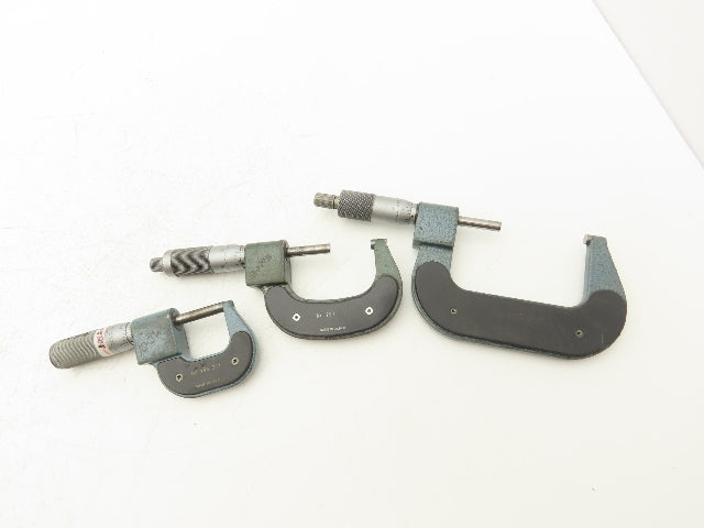 Mitutoyo 193 Mechanical Digit Outside Micrometer 0-1" 1-2" 2-3"  Set of 3