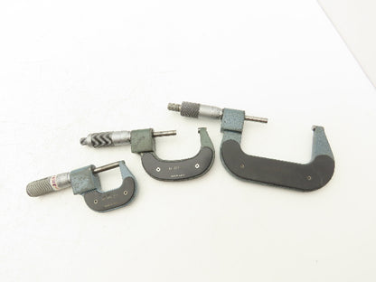 Mitutoyo 193 Mechanical Digit Outside Micrometer 0-1" 1-2" 2-3"  Set of 3