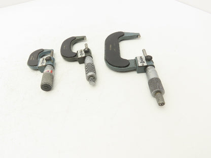 Mitutoyo 193 Mechanical Digit Outside Micrometer 0-1" 1-2" 2-3"  Set of 3