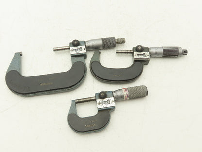 Mitutoyo 193 Mechanical Digit Outside Micrometer 0-1" 1-2" 2-3"  Set of 3