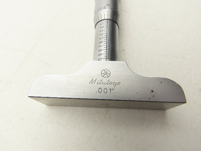 Mitutoyo 129-127 Depth Micrometer 0-4" Range with 4 Rods 2.5" Base DMC 2.5-4"