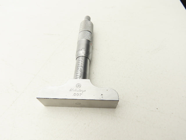 Mitutoyo 129-127 Depth Micrometer 0-4" Range with 4 Rods 2.5" Base DMC 2.5-4"