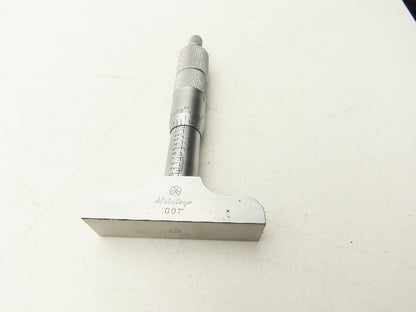 Mitutoyo 129-127 Depth Micrometer 0-4" Range with 4 Rods 2.5" Base DMC 2.5-4"