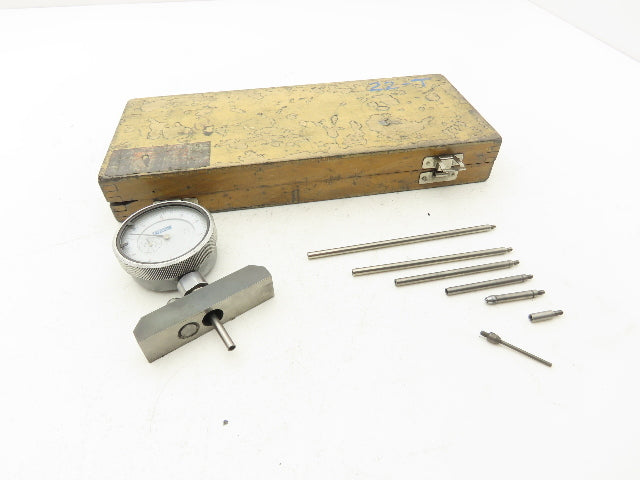 Fowler 52-125-006 Dial Depth Gage 0-22" .001" 4"Base with 6 Rods Complete Set