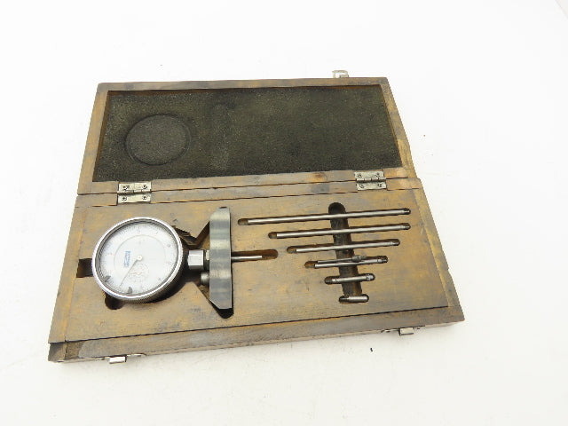 Fowler 52-125-006 Dial Depth Gage 0-22" .001" 4"Base with 6 Rods Complete Set