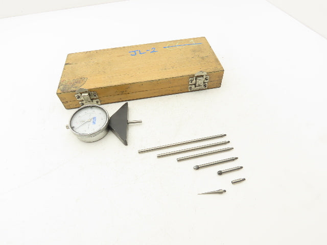 Fowler 52-125-006 Dial Depth Gage 0-22" .001" 4"Base with 6 Rods Complete Set