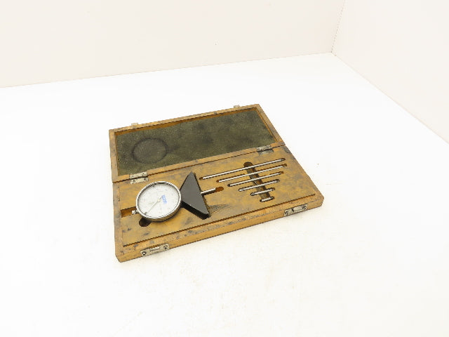 Fowler 52-125-006 Dial Depth Gage 0-22" .001" 4"Base with 6 Rods Complete Set