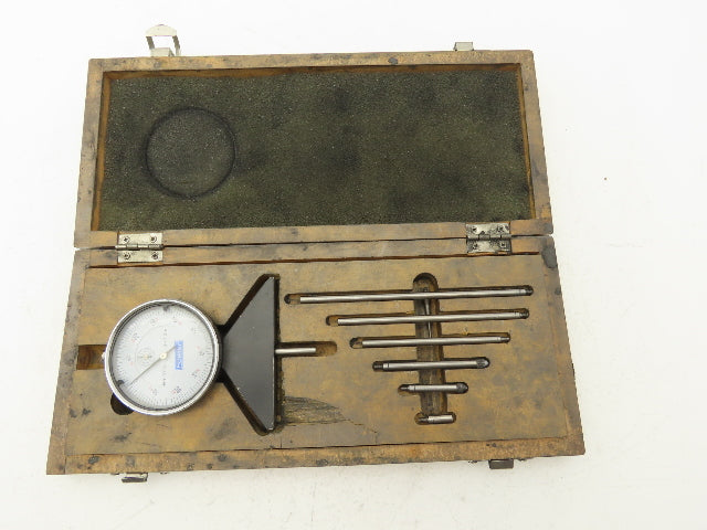 Fowler 52-125-006 Dial Depth Gage 0-22" .001" 4"Base with 6 Rods Complete Set