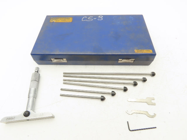 Fowler 52-225-116-0 Depth Micrometer 0-6" .001" 4"Base 6 Rods Complete Set