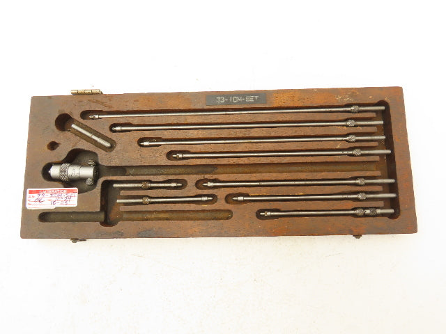 Starrett 124B Vintage Solid Rod Inside Micrometer Set 2"-12" 10 Rods