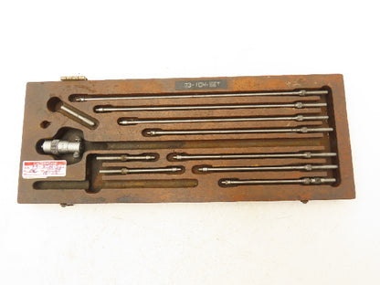 Starrett 124B Vintage Solid Rod Inside Micrometer Set 2"-12" 10 Rods